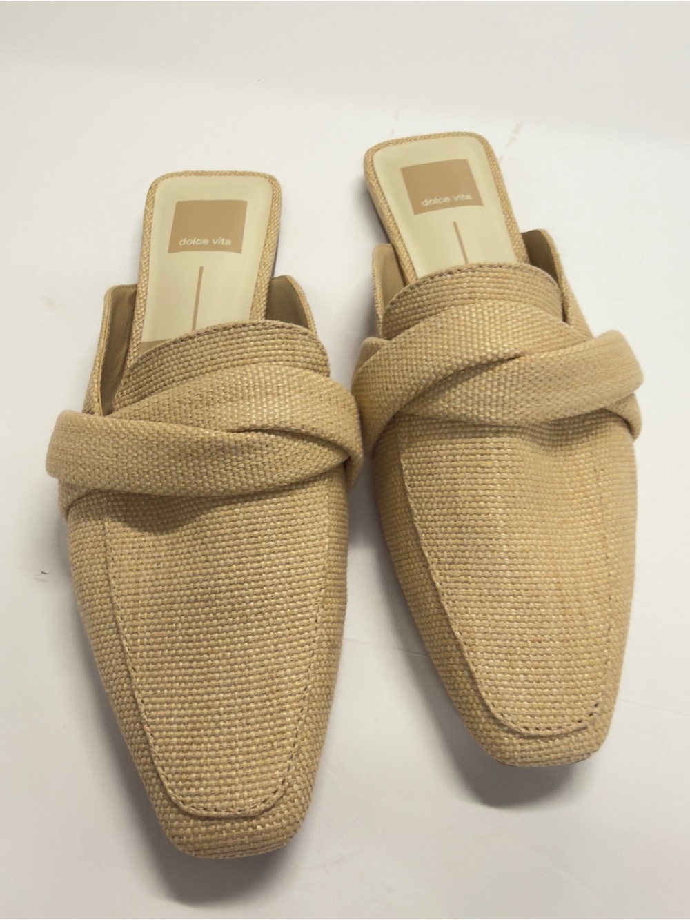 Dolce Vita Clarice Beige Woven Knot Mules - Size 7 - Picture 2 of 12
